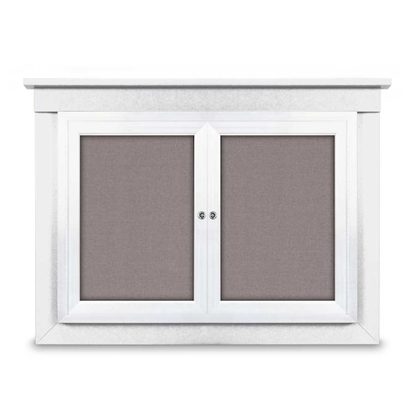 60"x36" 2-Door Enclosed Letterboard, Header, Blue Vinyl/Walnut